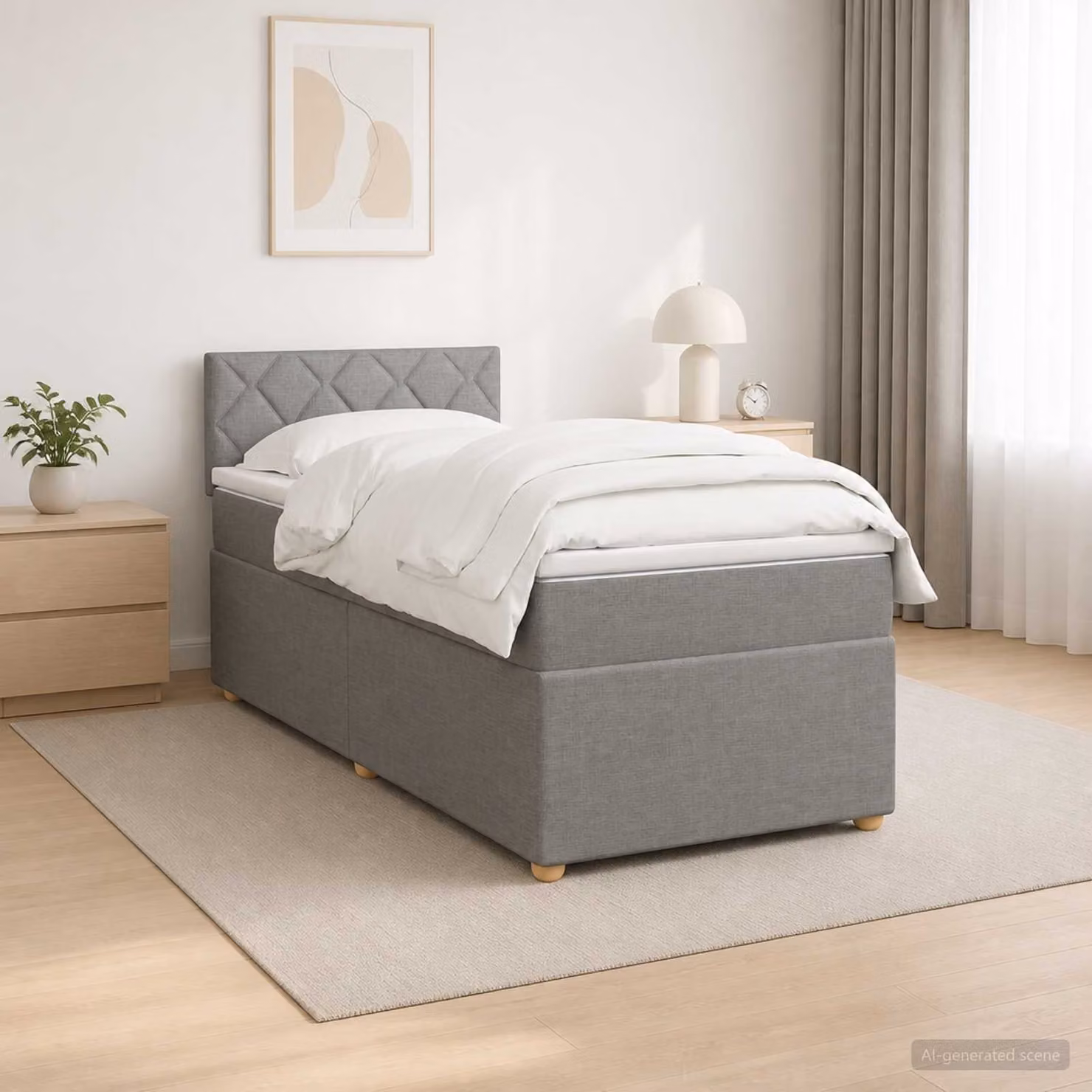 Letto box spring con materasso vidaXL Grigio Chiaro L: 200 cm, P: 80 cm, H: 100,5 cm