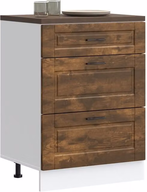 Mobile Base da Cucina Design Mania Porto Rovere Fumo in Legno Multistrato con Cassetti Interni e Ante, L: 81.5 cm, P: 46 cm, H: 60 cm