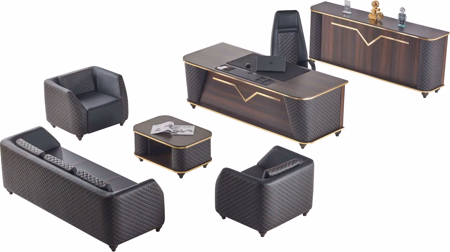 Komplett Arbeitszimmer Set Schreibtisch Sofas Sideboard Büroeinrichtung