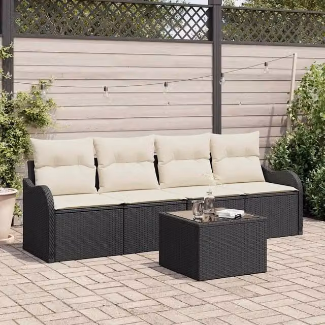 Set Divano da Giardino Nero polyrattan 3345567