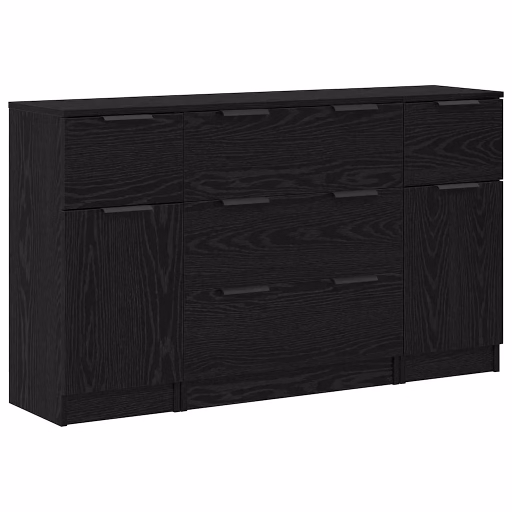 Credenza moderna vidaXL in 3 pezzi colore nero in legno MDF L: 121 cm, P: 30 cm, H: 70 cm – 2