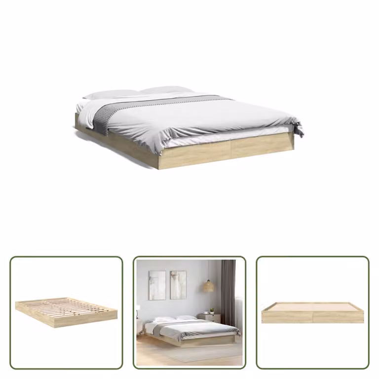 The Living Store Struttura per letto in rovere Sonoma 140x200 cm Materiale in legno