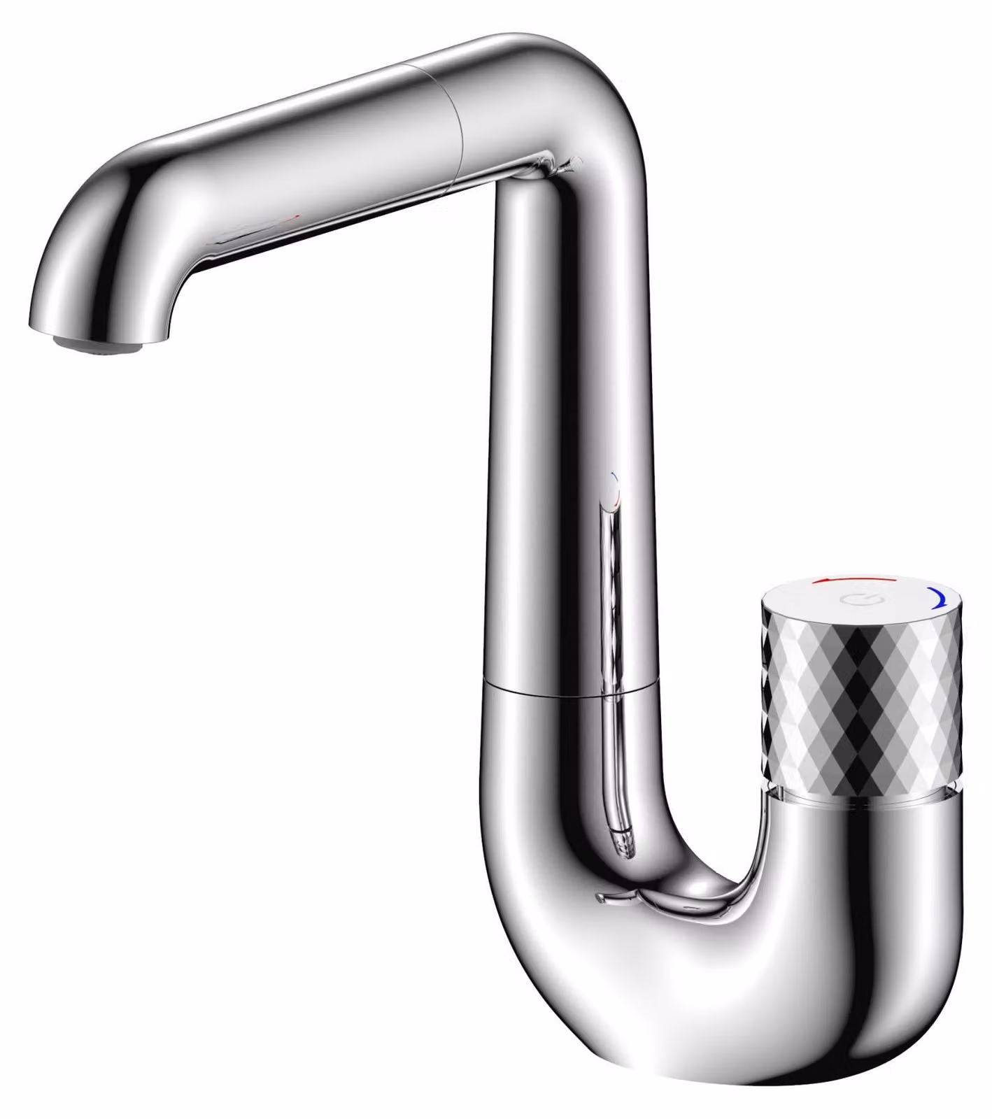 Miscelatore per lavabo BELVIT, con pulsante, erogatore lungo e dritto, bocchetta girevole, finitura cromata