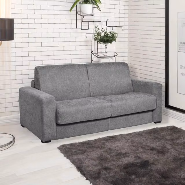 Divano letto 3 posti Kriog Maryanne32 in nabuk colore grigio cenere scuro L: 197 cm, P: 96 cm, H: 90 cm – 1