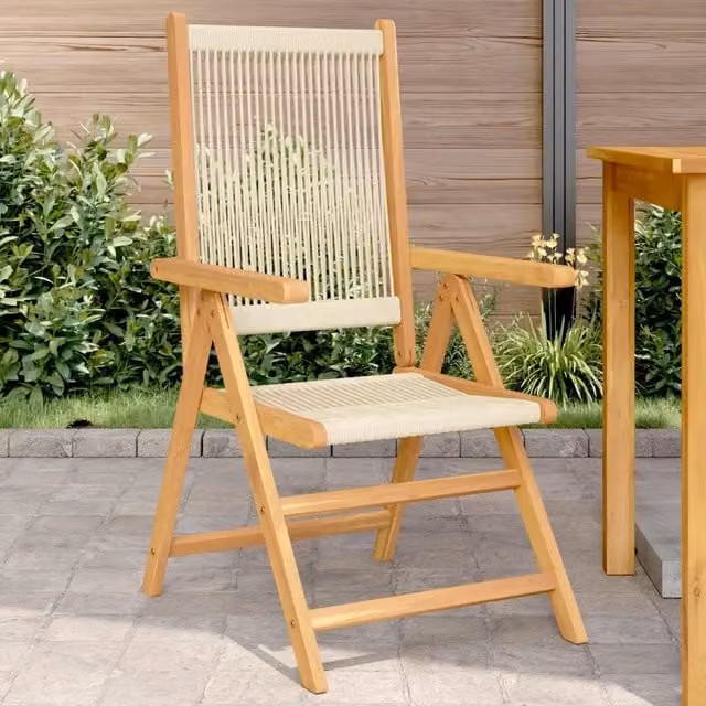 Sedie Pieghevoli 2 pz Beige Legno Massello Acacia&Polipropilene 367656