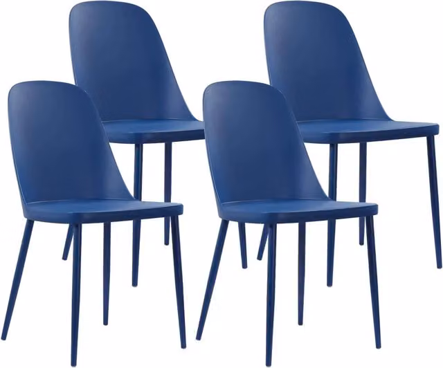 Set 4 Sedie 55x46x80 cm in Polipropilene Blu