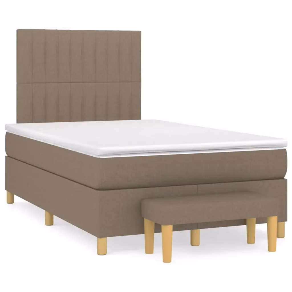Letto Ibrido con Giroletto a Molle e Materasso vidaXL in Tessuto Beige e Bianco L/P/H: 120 x 200 x 203 cm – 2