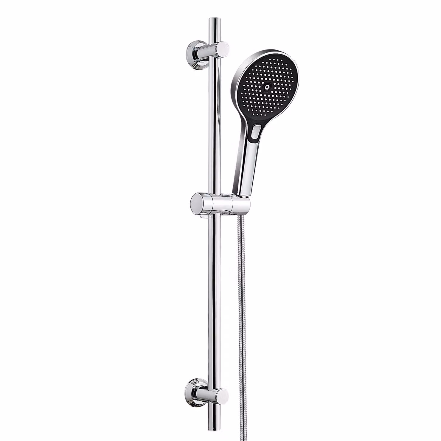 JOHO Asta doccia in acciaio inossidabile da 70 cm con soffione, tubo flessibile e supporto; set con supporto per soffione, doccetta a 3 getti, cromato