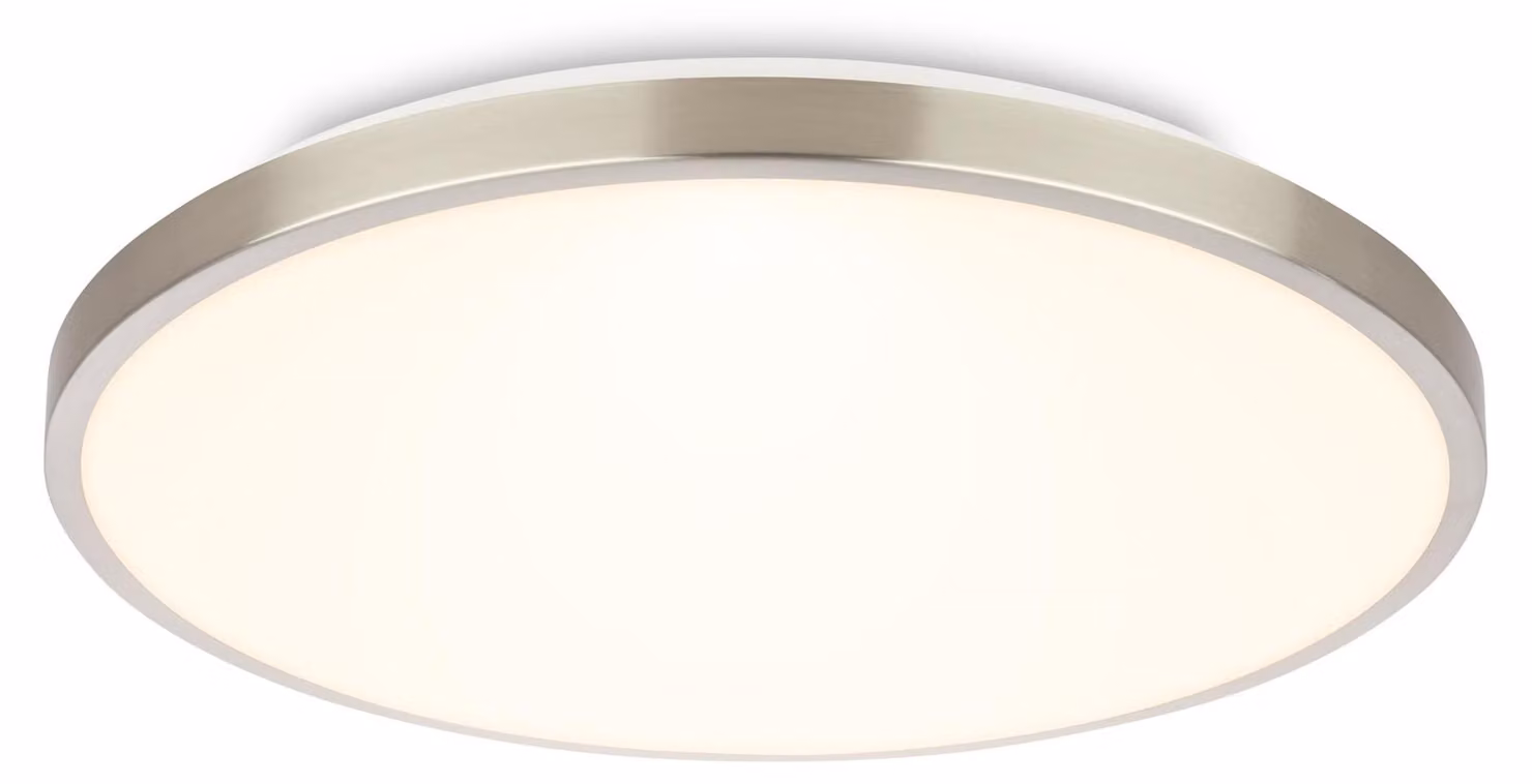 Briloner COMPETO Plafoniera LED, cornice decorativa, luce bianca calda, nichel opaco, Ø33 x 6 cm