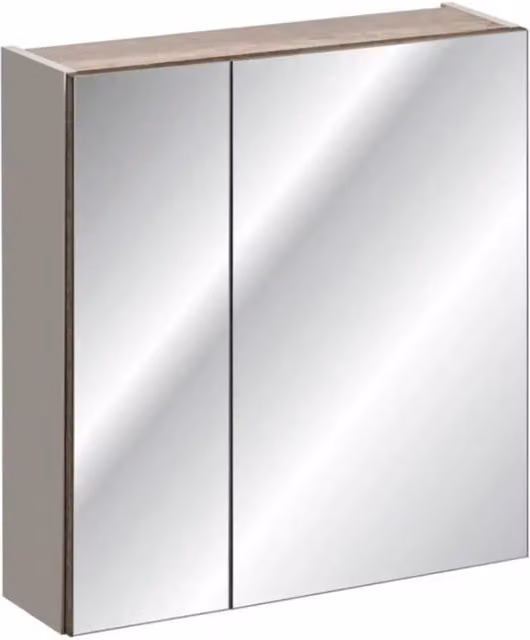 Mobile da bagno color tortora con specchi – 60 cm – 1 porta + ripiani