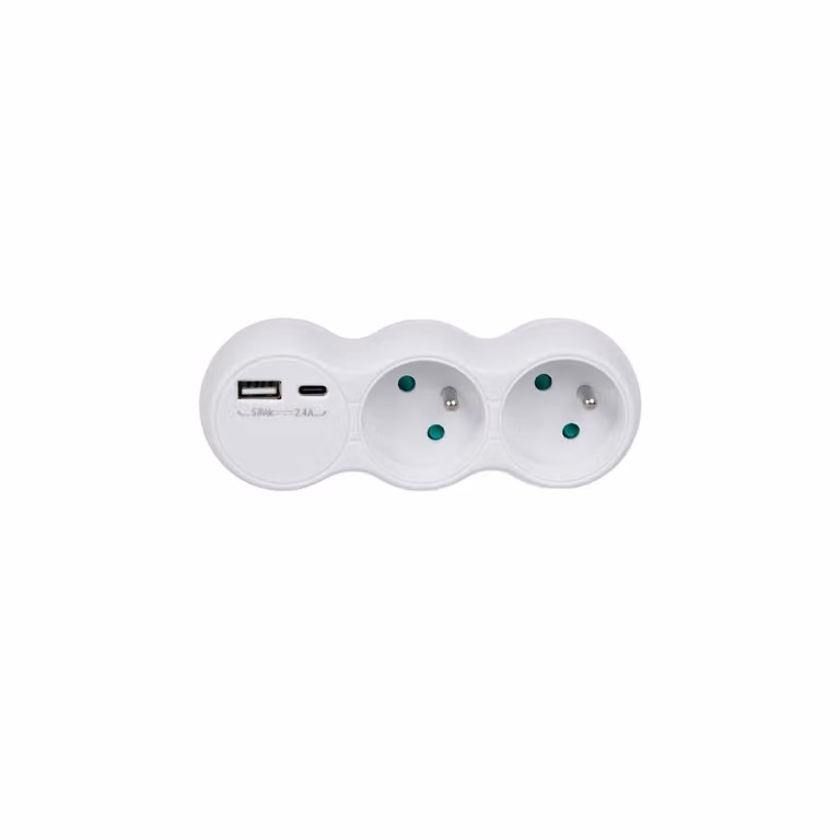 Maclean MCE339 E Presa di corrente, distributore a 2 prese, 2x USB A/C, tipo E, 2x16A