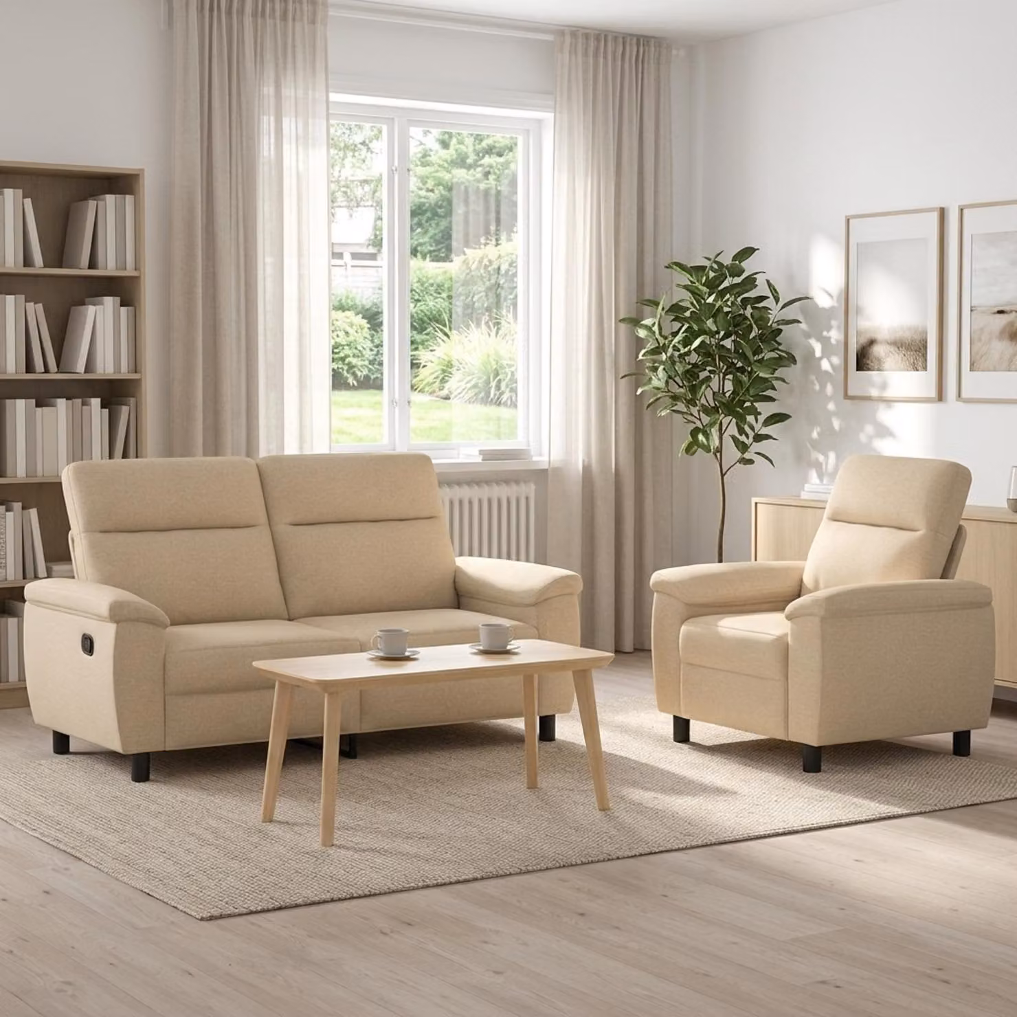 Set di 2 divani moderni vidaXL in tessuto color crema con struttura in metallo per il tuo soggiorno