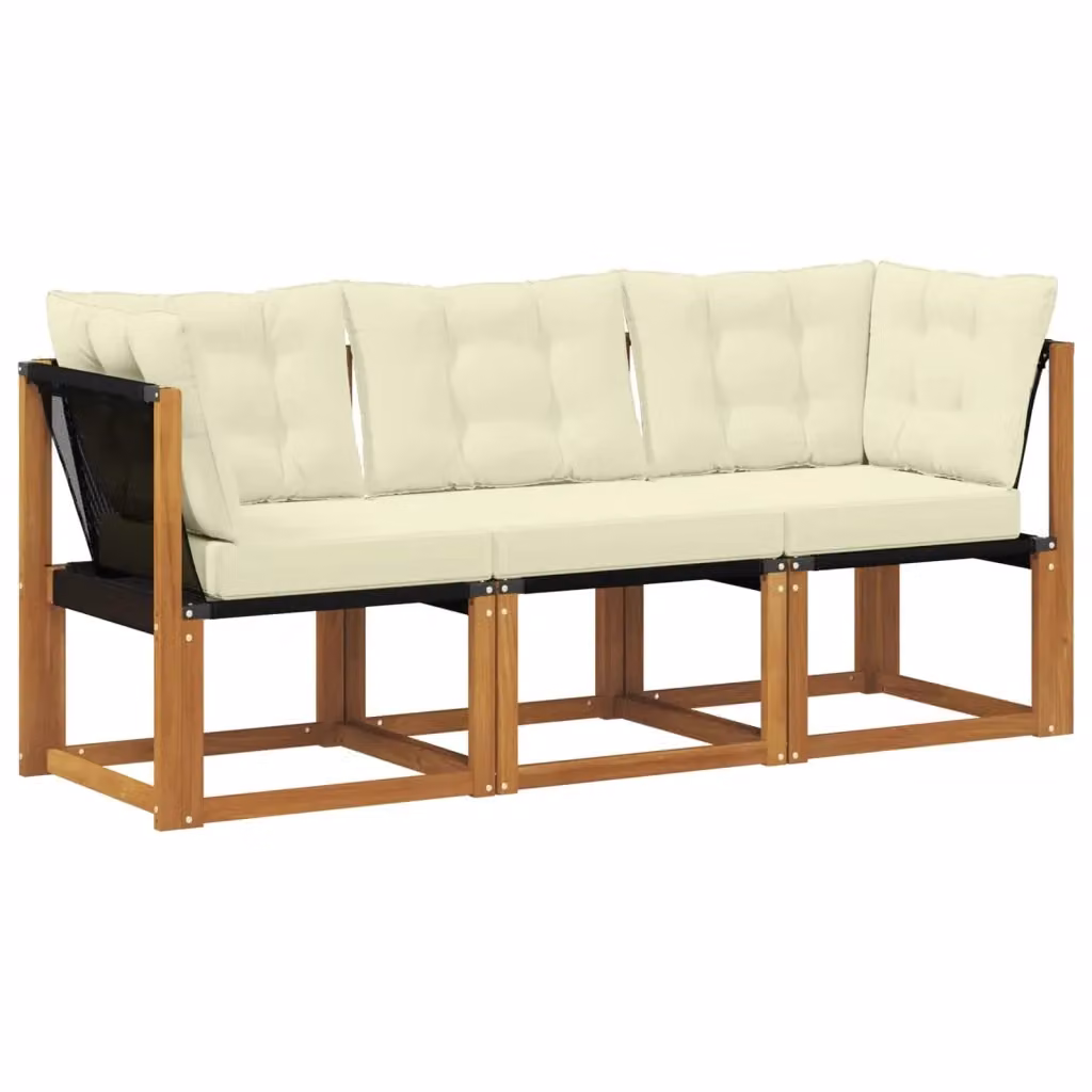 Set di divano modulare da esterno angolare vidaXL in legno di acacia con cuscini beige – 2
