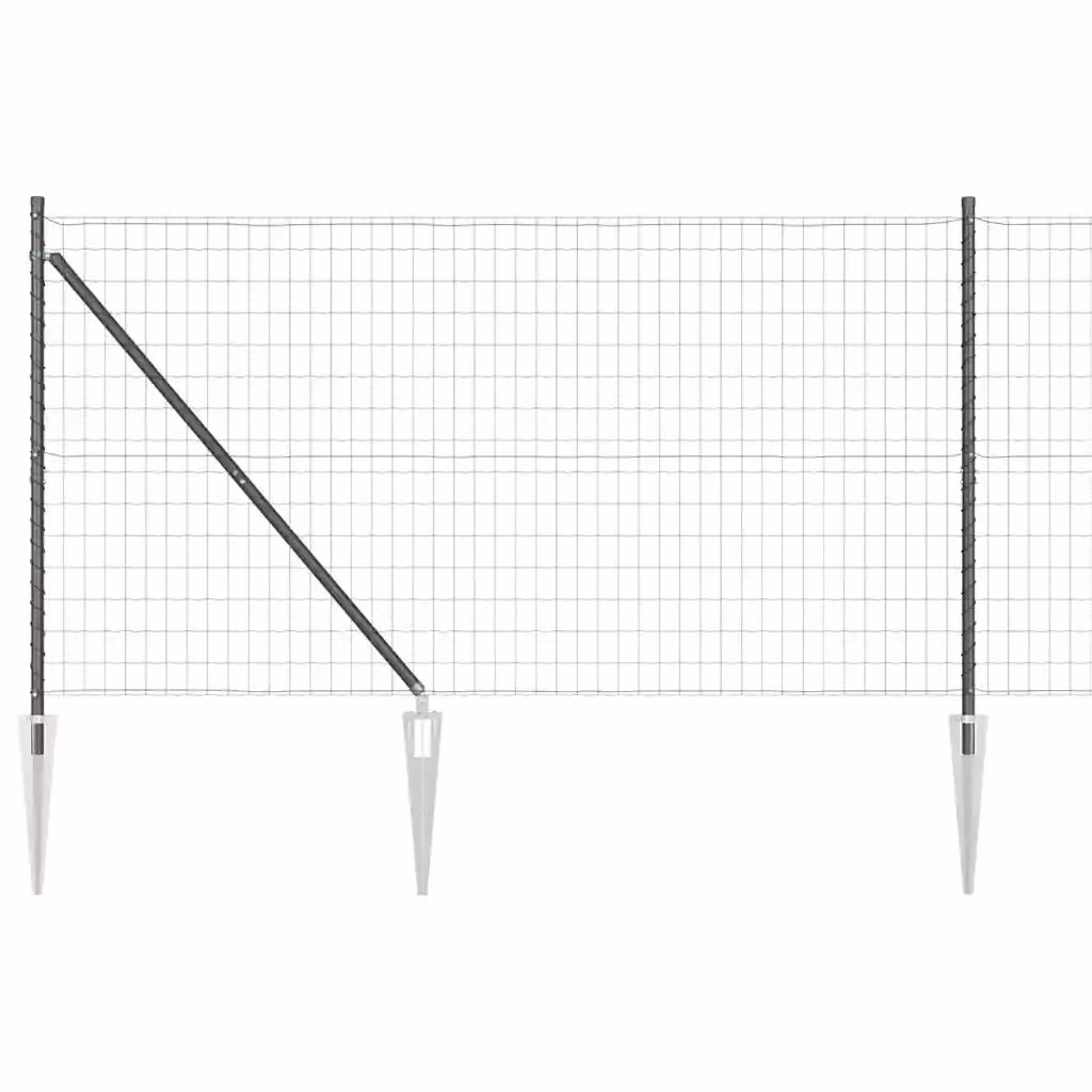 Recinzione Euro vidaXL in acciaio rivestito in PVC grigio per installazione interrata, L: 25 m, H: 1,2 m – 2