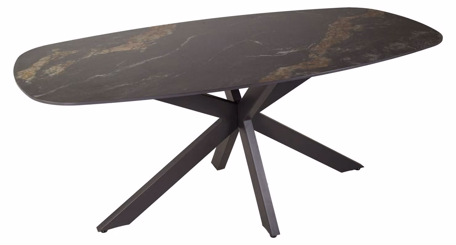 Tavolo da pranzo FURNLUX Spider Marmo Nero e Nero 180 cm / Colore principale: Nero / Dimensioni: 180 x 76 x 90 cm