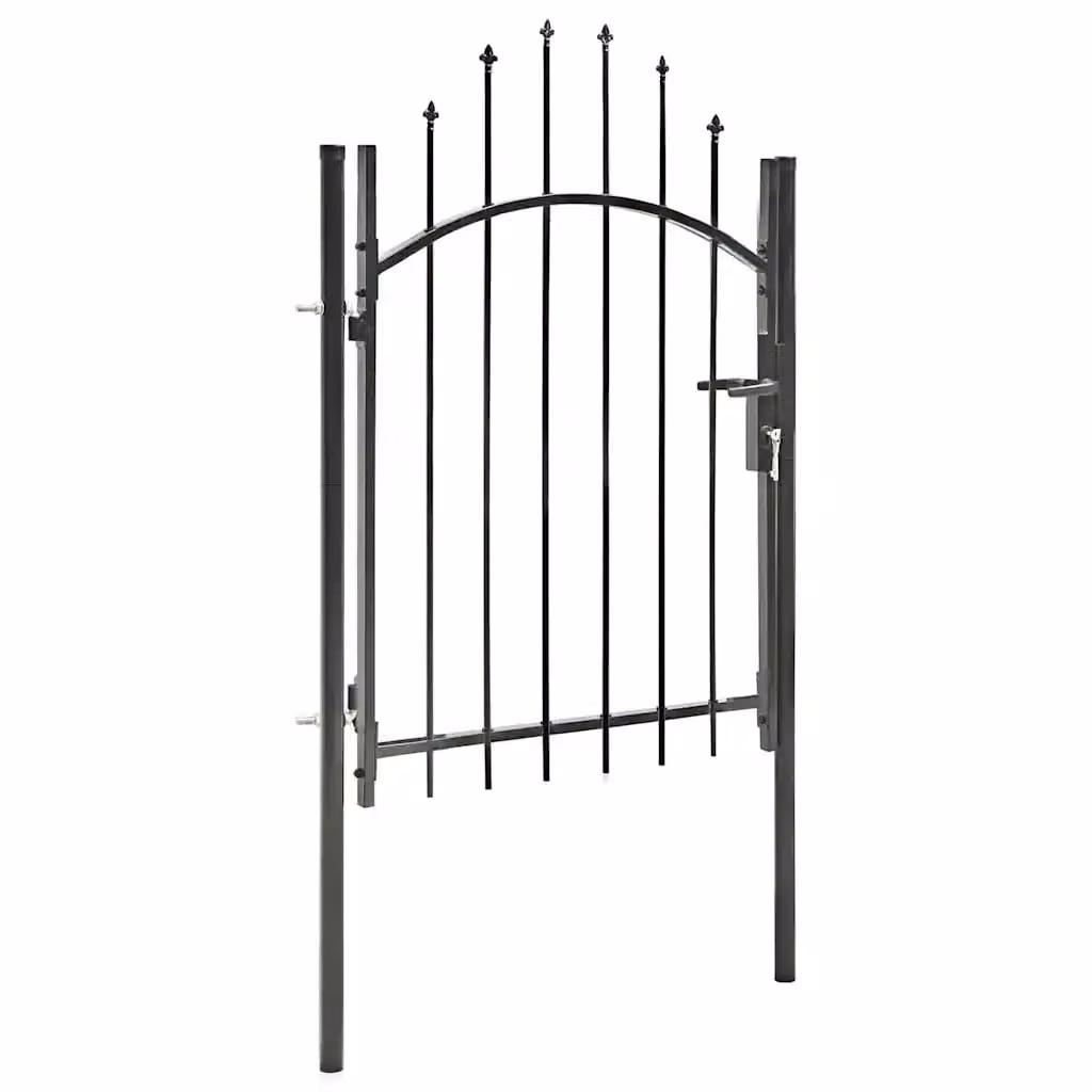 Cancello da giardino a battente vidaXL in acciaio nero L: 1,00 m, H: 1,75 m