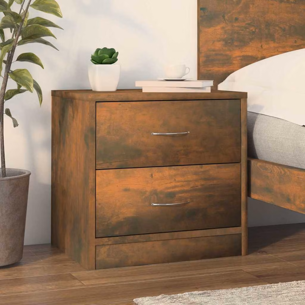 Comodino vidaXL in legno ingegnerizzato color rovere fumo, L 40 cm x P 30 cm x H 40 cm