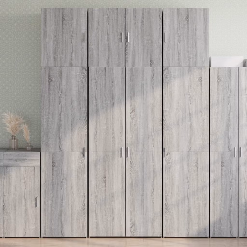 Credenza moderna vidaXL in legno e MDF Grigio opaco, sospesa, L: 80 cm, P: 42,5 cm, H: 249 cm