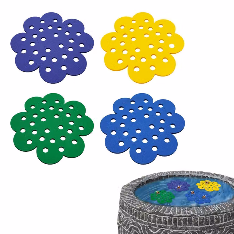 Abbeveratoi per api, trappole per insetti, per il giardino, confezione da 4 pezzi, motivo a nido d'ape in PVC, galleggianti, disponibili nei colori viola, verde, giallo e blu