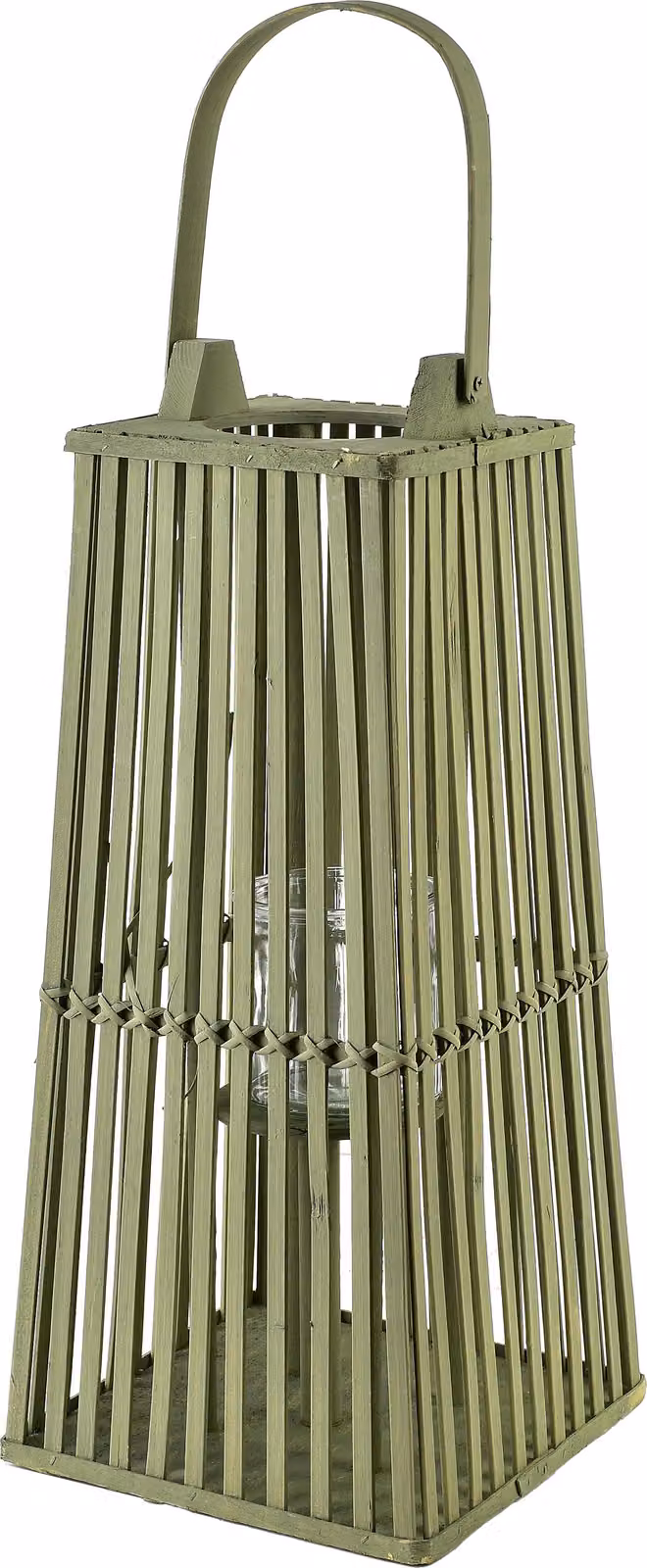 Lanterna in vimini e legno MONDEX Lucie 23x23xH48 cm Verde 1 pezzo
