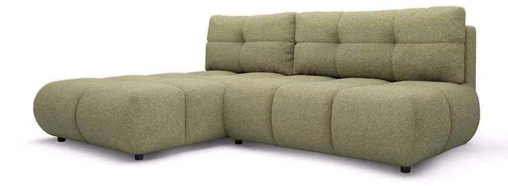 Divano angolare con funzione letto, modello Milorya, lato sinistro, colore verde muschio