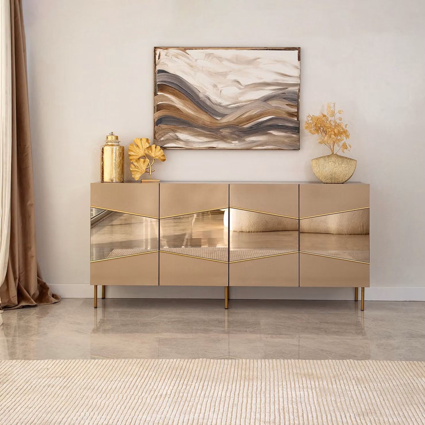 Skye Decor, Nice - Bronzo, Oro, Consolle, Bronzo, 180 x 40 x 80 cm