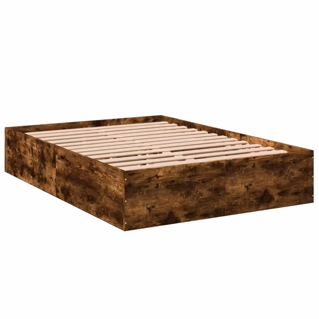 Letto matrimoniale moderno vidaXL in legno color rovere marrone L/P/H: 120 x 200 x 35 cm – 2