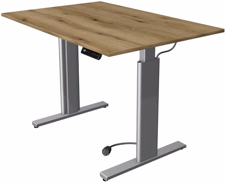 Tavolino da salotto/da bar Move 3 LxPxH 120x60x72-120 cm argento/rovere