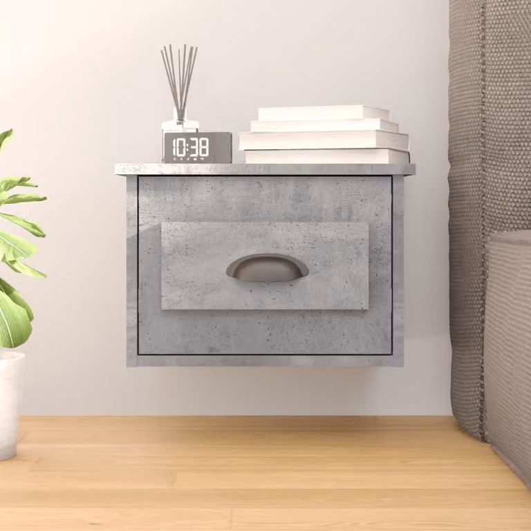 Comodino a parete vidaXL in legno grigio moderno L: 41,5 cm, P: 36 cm, H: 28 cm