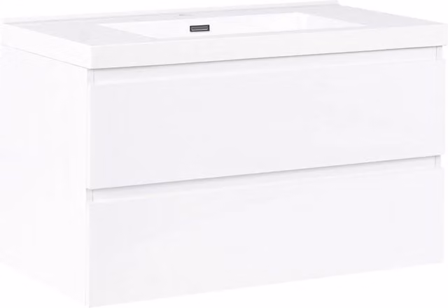 Mobile bagno sospeso bianco 90 x 50 cm con 2 cassetti e lavabo