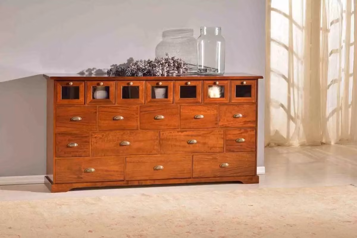Madia credenza arte povera con 19 cassetti Mobili 2G finitura elite marrone L/P/H: 180 x 40 x 90 cm – 2