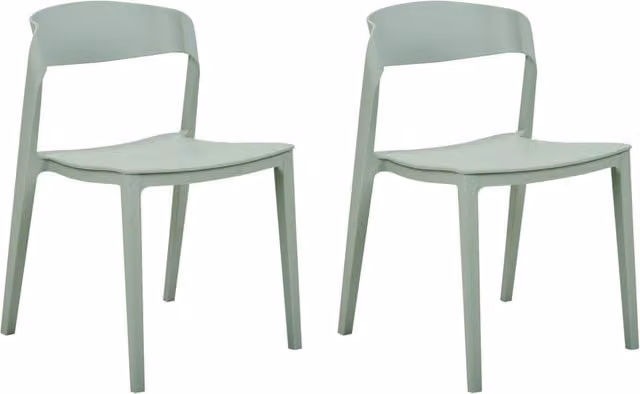 Set di 2 sedie da pranzo verde menta impilabili con gambe senza braccioli Sedie da conferenza in plastica Design moderno contemporaneo Sedute per la sala da pranzo