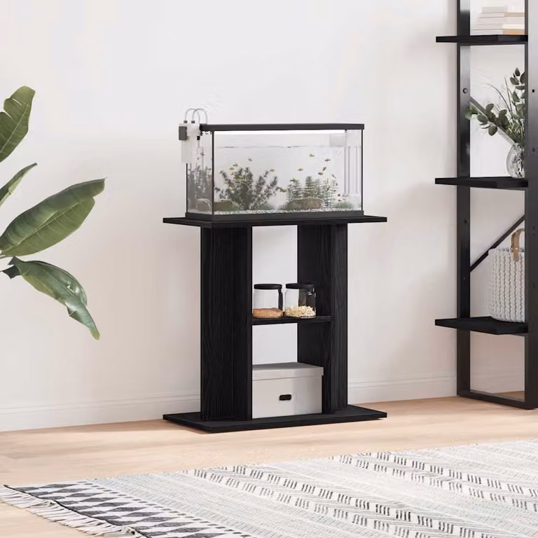 vidaXL Supporto per acquario in rovere nero in legno ingegnerizzato L: 60 cm, P: 30 cm, H: 60 cm