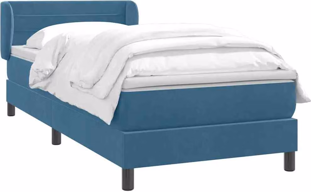 Giroletto a Molle con Materasso Blu Scuro 80x220 cm Velluto