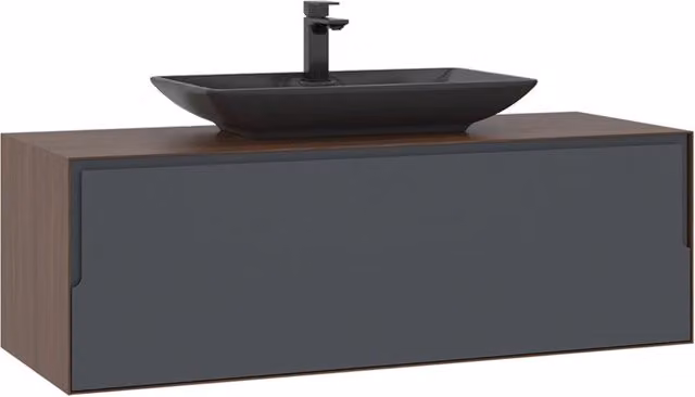 Mobile lavabo sospeso Hanah Home Craft L: 120 cm, P: 50 cm, H: 40 cm - Noce / Antracite