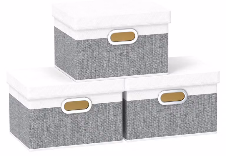 Contenitori pieghevoli con coperchio - Set da 3, lavabili, ideali per l'abbigliamento