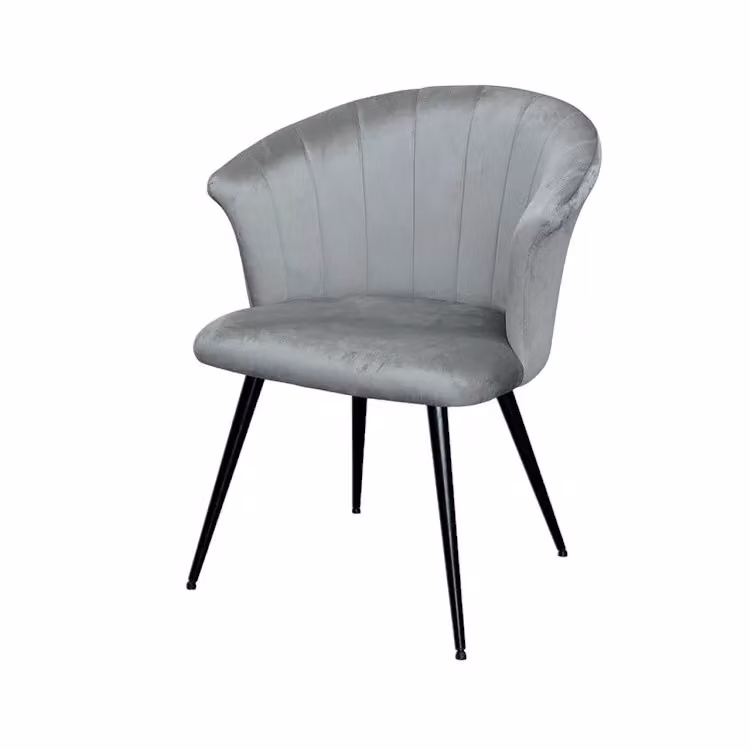 Set di 2 poltrone moderne in velluto grigio con struttura in metallo nero Mobili 2G L: 53 cm, P: 47 cm, H: 82 cm