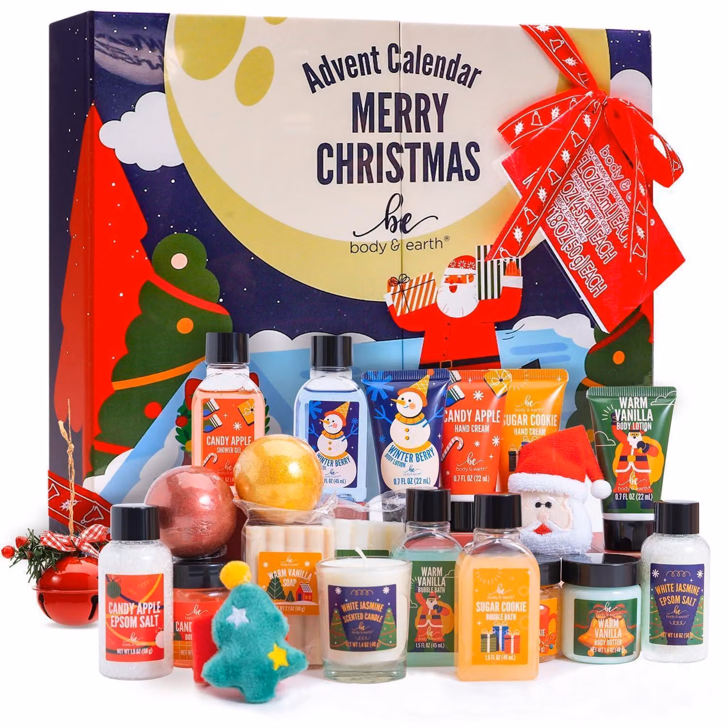 Calendario dell'Avvento BODY & EARTH per il benessere delle donne, con 24 prodotti per la cura del corpo e un set regalo