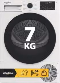 Asciugatrice a pompa di calore Whirlpool a libera installazione con carico frontale, capacità 7,0 kg, colore bianco - C WD R47M WBS IT