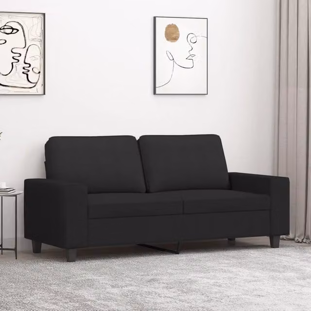 Divano a 2 Posti Nero 120 cm in Tessuto 359395