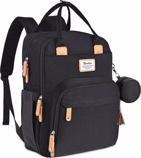Borsa da viaggio nera con cuscino per la schiena per genitori