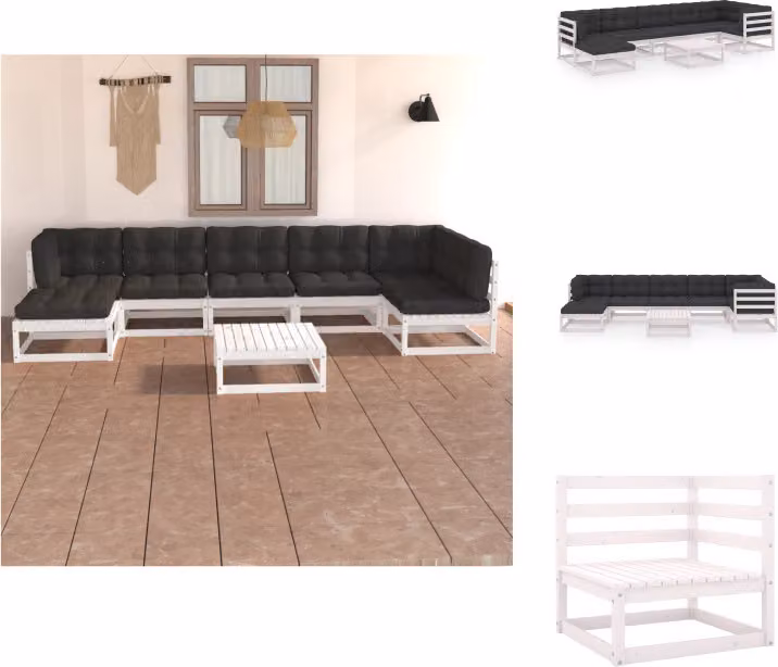 vidaXL set salotto da giardino 8 pezzi con cuscini in pino massiccio - Set di mobili da giardino