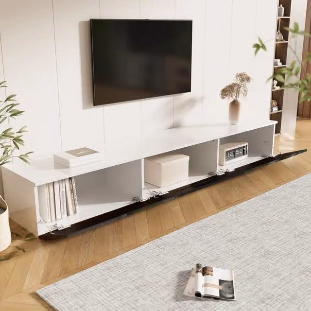 Mobile TV a parete o da terra con 3 ante LED Bluetooth MDF nero bianco lucido e opaco 180 × 35 × 30 cm