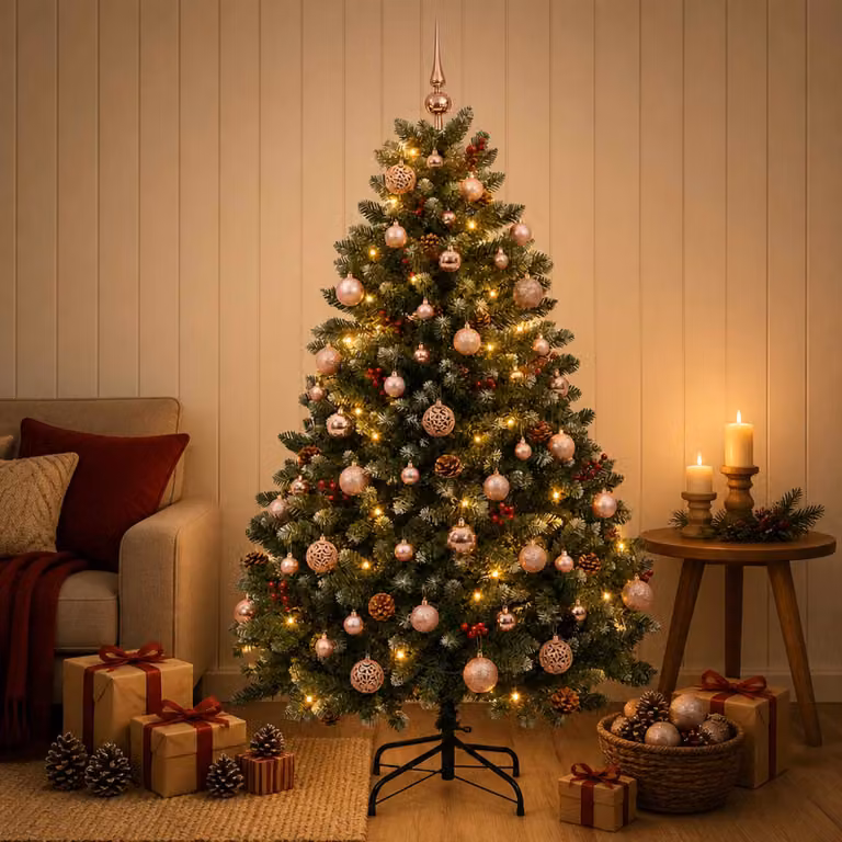 vidaXL Albero di Natale artificiale verde con palline 180 cm 300 LED