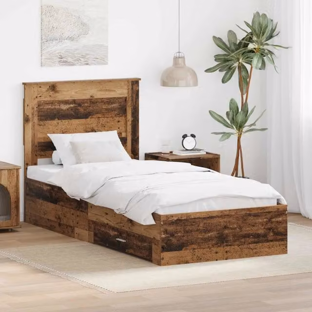Struttura del letto con cassetto Legno vecchio 100 x 200 cm 3410356