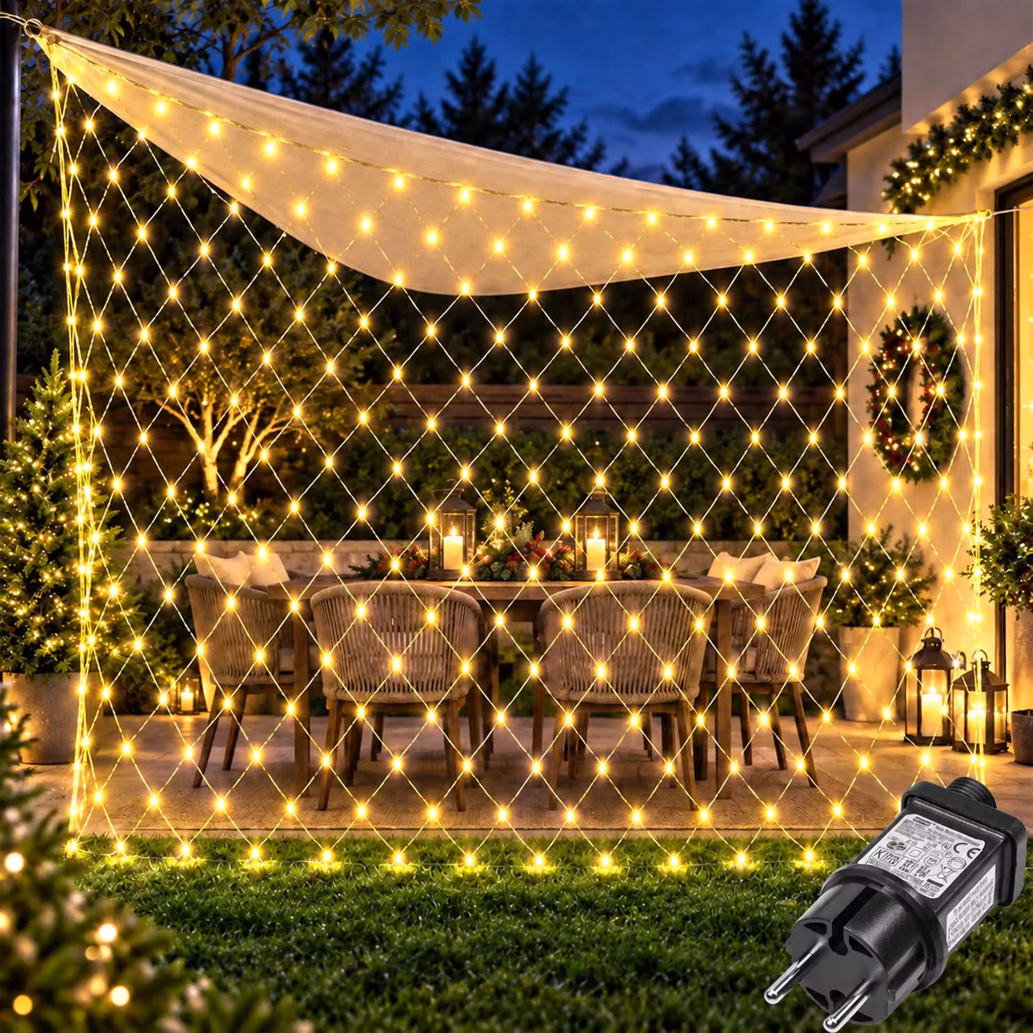 6X4m 660 LED LED fata luci giallo tenda luce 8 modalità di luce festa interna decorazione luci di Natale