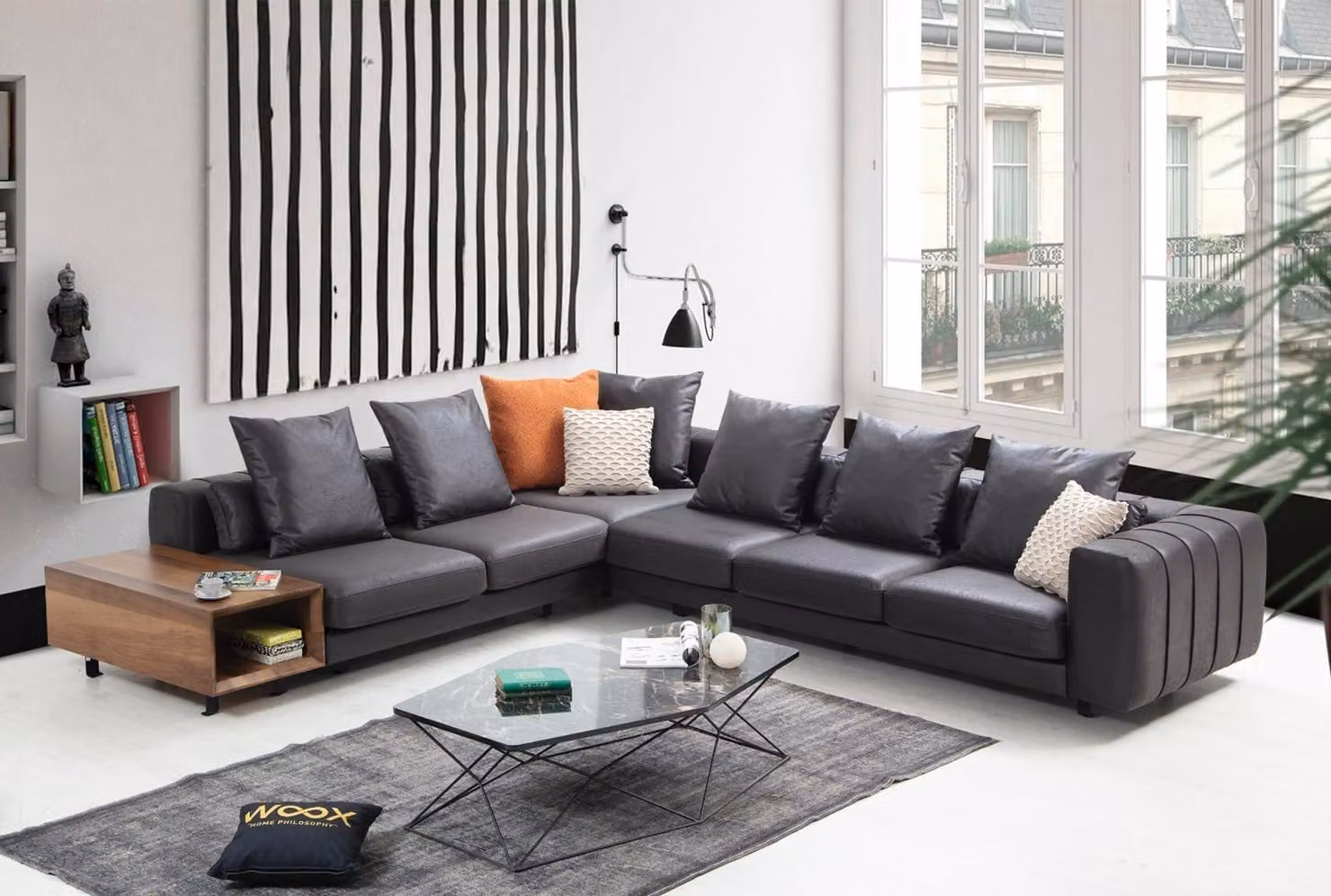 Eckgarnitur Ecksofa L-Form Polstersofa Stoffsofa Couch Grau Sofa Tisch