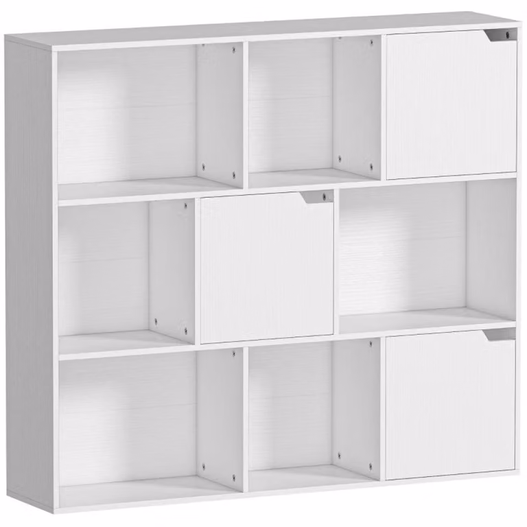 Libreria - Scaffale per libri - Mobile contenitore - Mobile a parete - Libreria modulare - 9 scomparti - Struttura in metallo