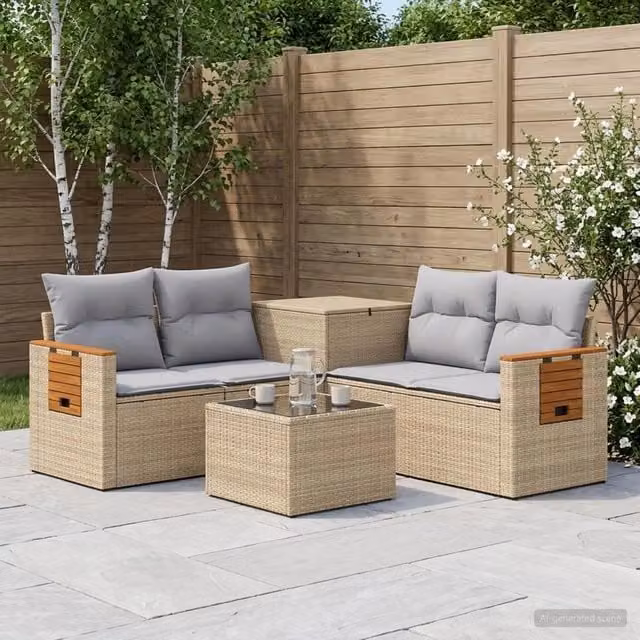 Set di divani 6 pz Beige e Grigio Chiaro 55 x 55 x 37 cm 3447673