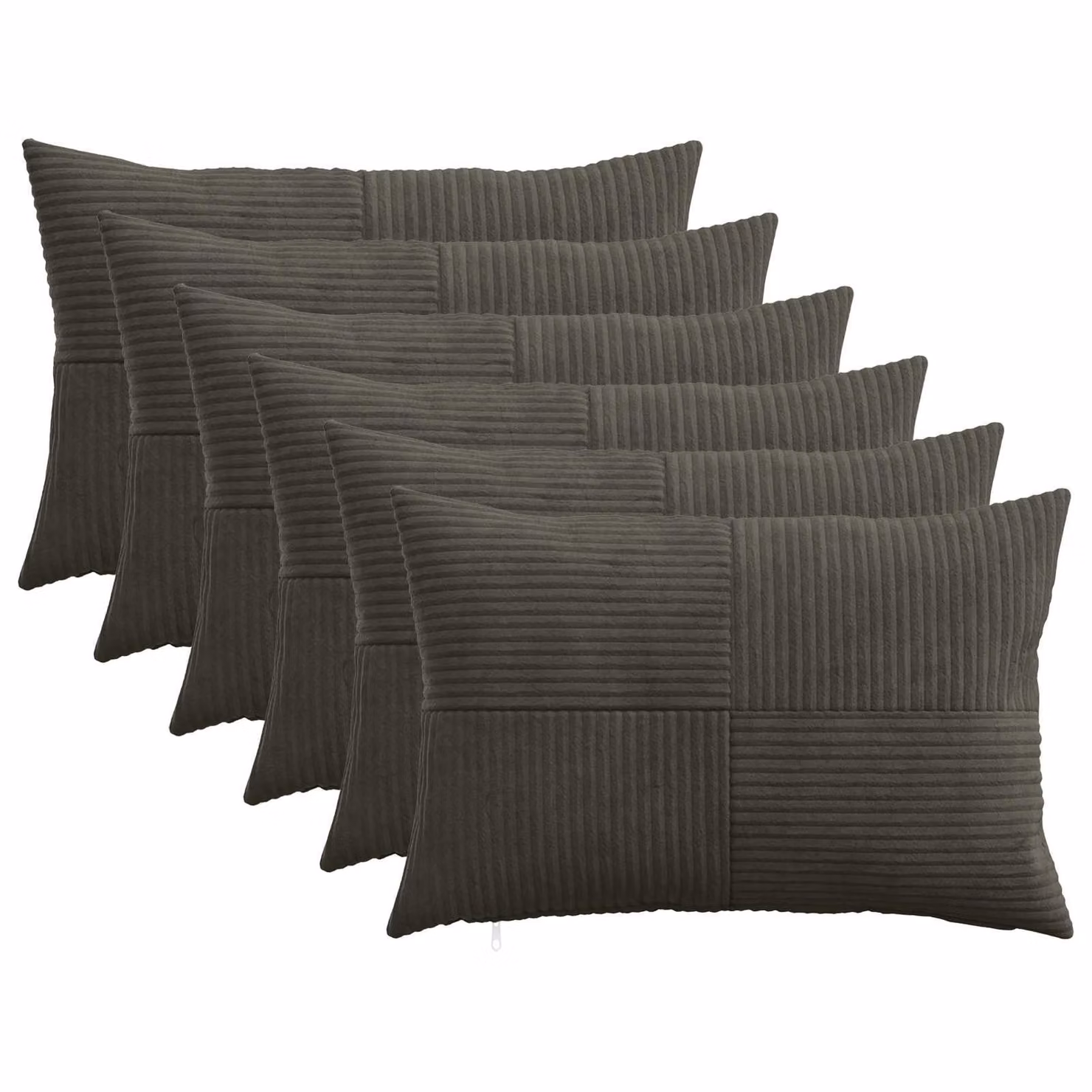 Set di 6 federe vidaXL ALMELO in velluto a coste, colore antracite, 30 x 50 cm